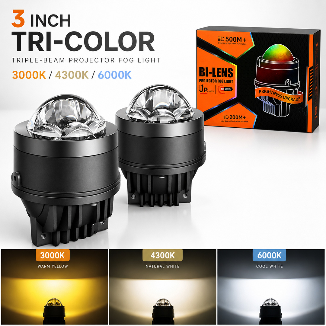 3-inch 3 direct beam tri-color projector fog light