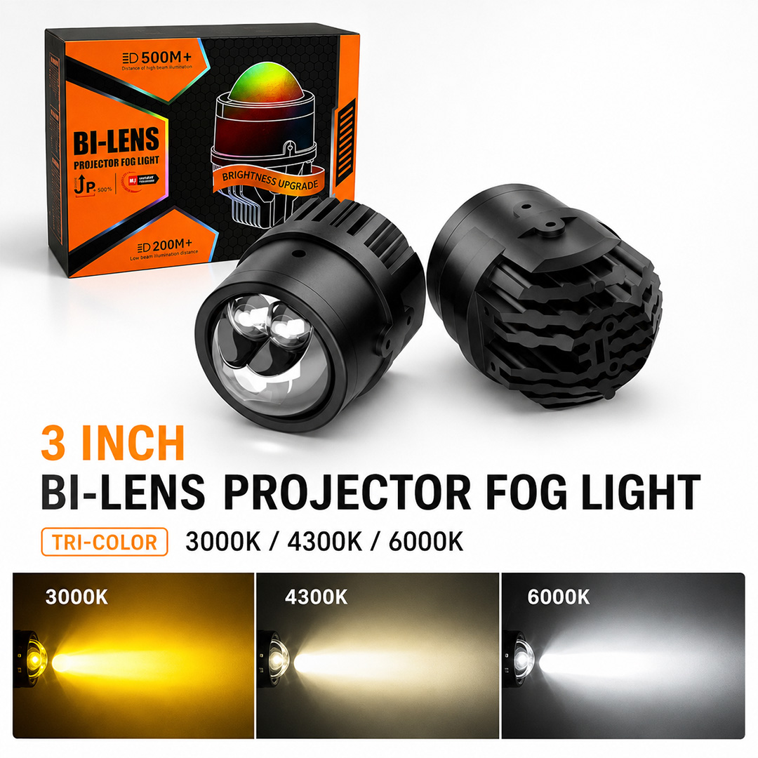 3-inch dual direct shooting tri-color projector fog light